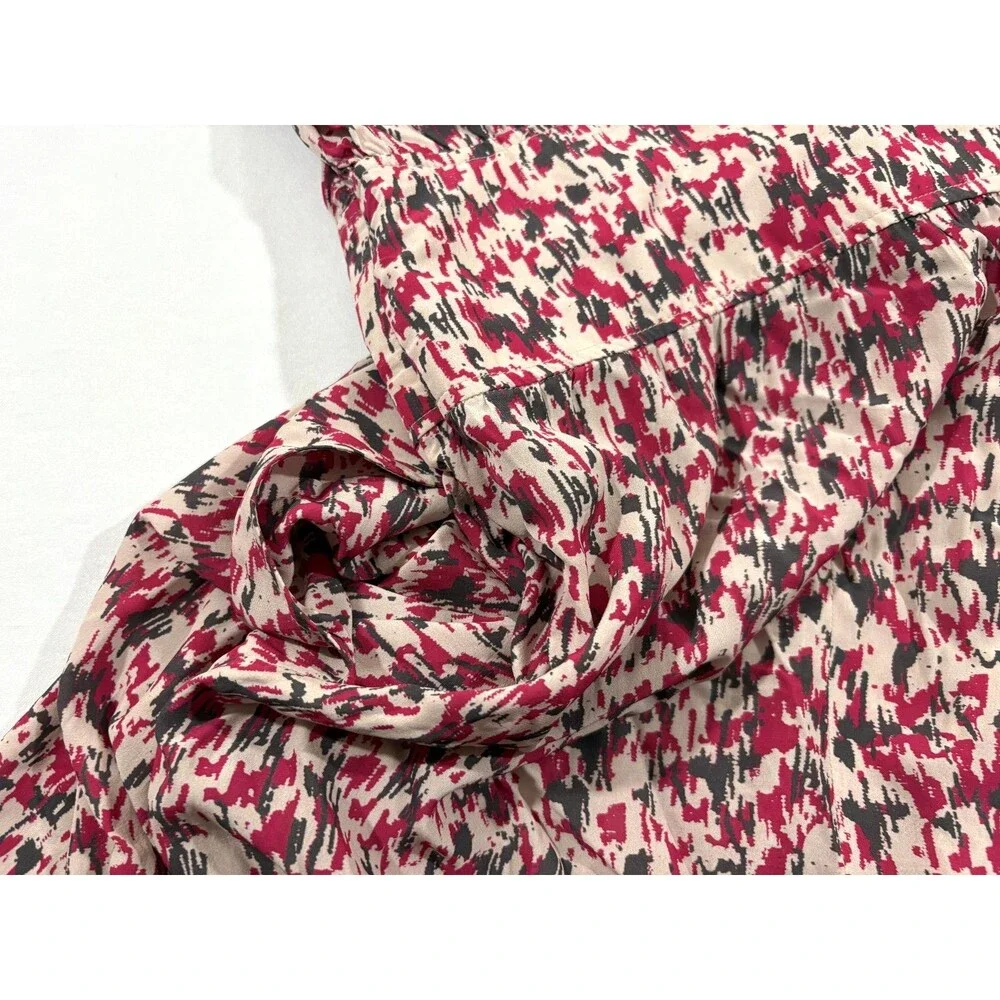 Etoile Isabel Marant Almeya Abstract Print Floral Pink Boho Midi Dress Sz 36 - Picture 10 of 12